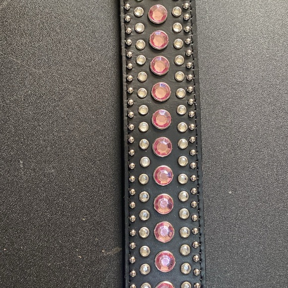 Western black belt with clear and pink stones - Picture 4 of 10